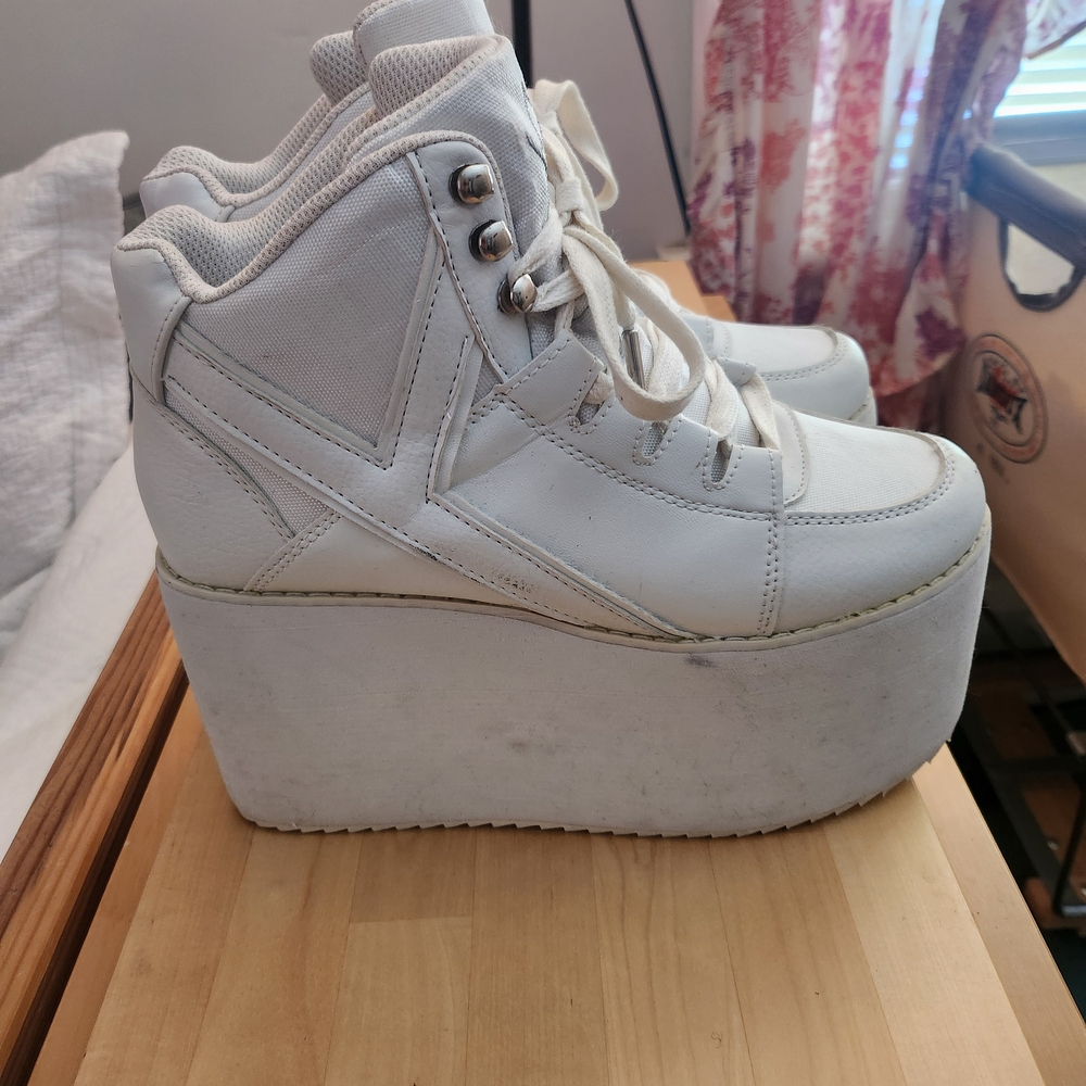 YRU High White Platform Sneakers